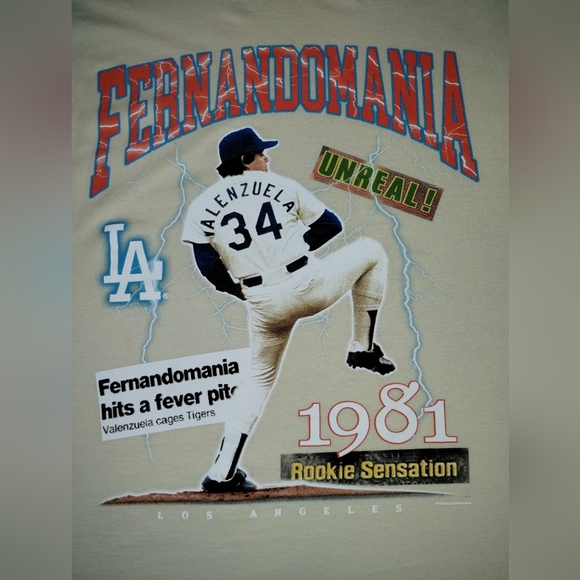 MITCHELL & NESS  MLB COOPERSTOWN FERNANDO VALENZUELA  #34 L A  DODGERS T/S XL. - Picture 7 of 8
